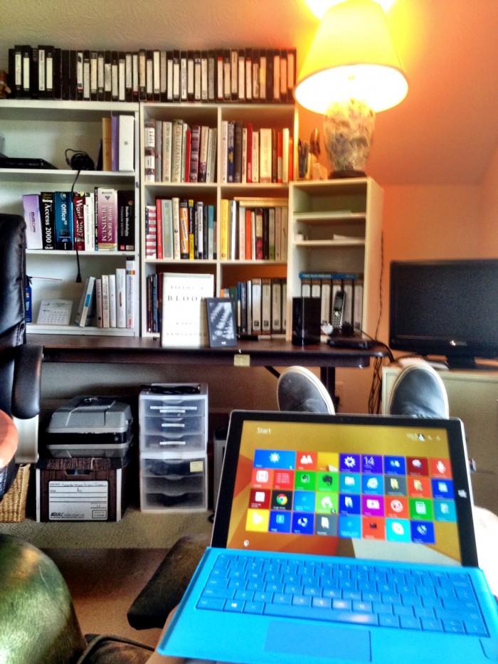 Working at home. 